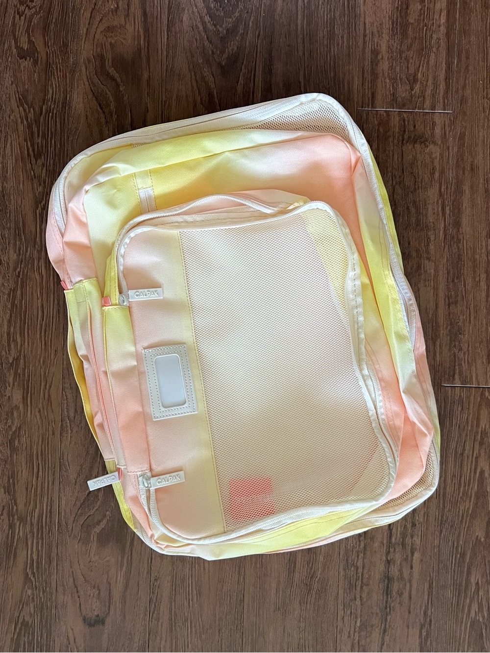 Calpak Packing Cubes (set of 3) Yellow and Peach Travel Packing Cube Organizers